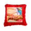 Premium Customizable Square Red Fur Cushion – 15x15 Inch | Personalized Comfort