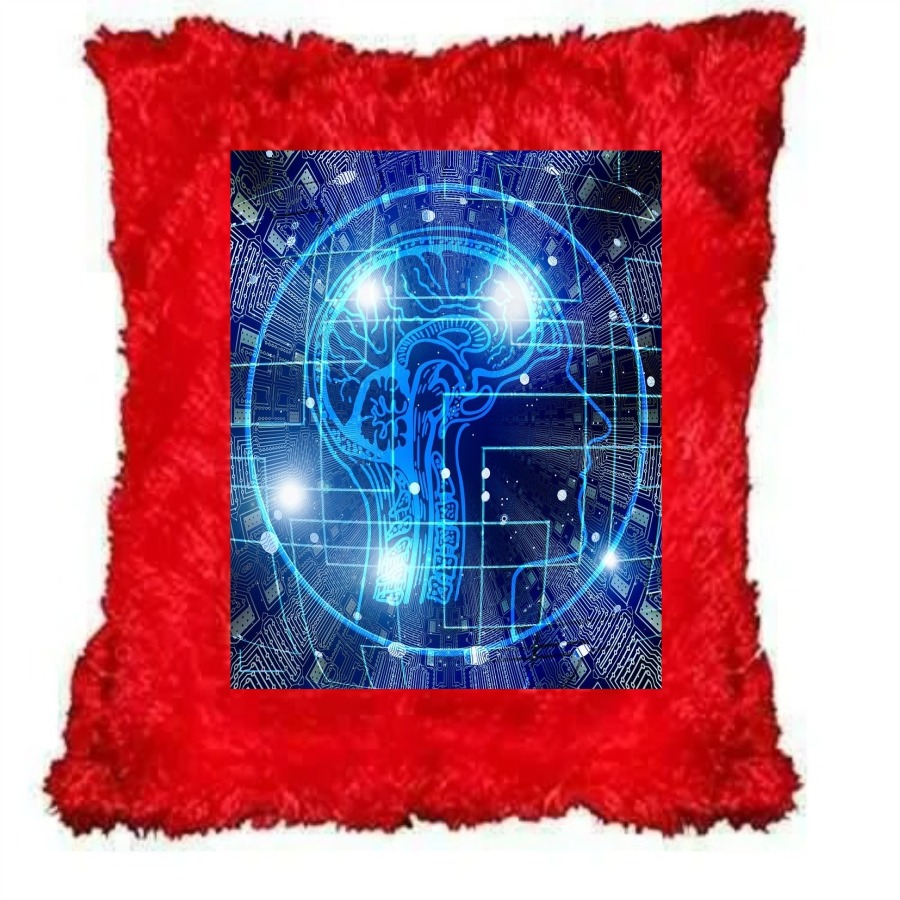 Premium Customizable Square Red Fur Cushion – 15x15 Inch | Personalized Comfort